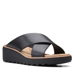 NWB Clarks Ultimate Comfort Black Platform Sandals Size 7